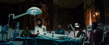 Movie still from “The Dictator” (2012), directed by Larry Charles – Wide shot, Low angle