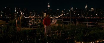 Movie still from “The Dictator” (2012), directed by Larry Charles – A man standing in the middle of a field at night; Extreme Wide shot, Over the shoulder angle