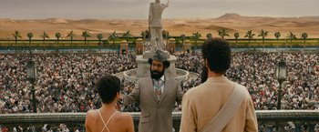 Movie still from “The Dictator” (2012), directed by Larry Charles – Wide shot, High angle