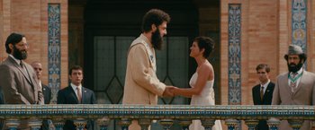 Movie still from “The Dictator” (2012), directed by Larry Charles – Medium shot, Over the shoulder angle