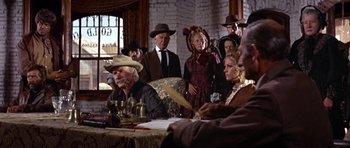 Movie still from “Once Upon a Time in the West” (1968), directed by Sergio Leone – Medium shot, Over the shoulder angle