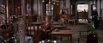 Movie still from “Once Upon a Time in the West” (1968), directed by Sergio Leone – Wide shot, High angle