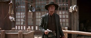 Movie still from “Once Upon a Time in the West” (1968), directed by Sergio Leone – Medium shot, Low angle