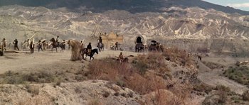 Movie still from “Once Upon a Time in the West” (1968), directed by Sergio Leone – Extreme Wide shot, High angle