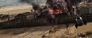 Movie still from “The Expendables 3” (2014), directed by Patrick Hughes – Extreme Wide shot, High angle