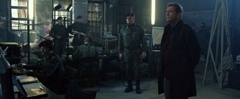 Movie still from “The Expendables 3” (2014), directed by Patrick Hughes – Wide shot, Over the shoulder angle