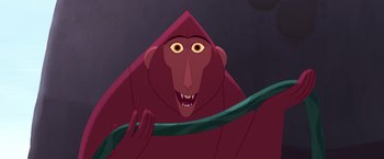 Movie still from “My Father's Dragon” (2022), directed by Nora Twomey – A character from the disney animated film , mulan; Close Up shot, Overhead angle