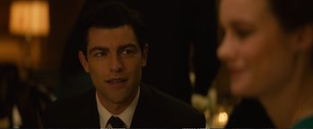 Movie still from “The Glass Castle” (2017), directed by Destin Daniel Cretton – A person wearing a suit and tie; Close Up shot, Over the shoulder angle