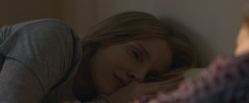 Movie still from “The Good Nurse” (2022), directed by Tobias Lindholm – A woman laying in bed with her head on her pillow; Close Up shot, Over the shoulder angle