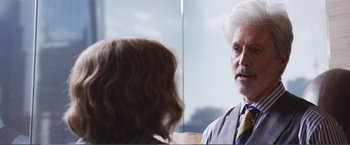 Movie still from “The Happytime Murders” (2018), directed by Brian Henson – A man and a woman talking to each other; Close Up shot, Over the shoulder angle