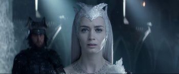 Movie still from “The Huntsman: Winter's War” (2016), directed by Cedric Nicolas-Troyan – A person wearing a crown; Close Up shot, Low angle