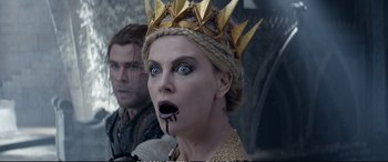 Movie still from “The Huntsman: Winter's War” (2016), directed by Cedric Nicolas-Troyan – A person wearing a crown; Close Up shot, Low angle