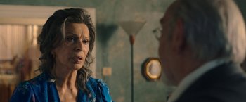 Movie still from “The Life Ahead” (2020), directed by Edoardo Ponti – An older woman and an older man in a room; Close Up shot, Over the shoulder angle