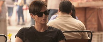 Movie still from “The Old Guard” (2020), directed by Gina Prince-Bythewood – Close Up shot, Over the shoulder angle