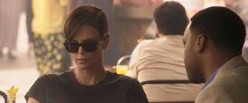 Movie still from “The Old Guard” (2020), directed by Gina Prince-Bythewood – Close Up shot, Over the shoulder angle