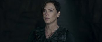 Movie still from “The Old Guard” (2020), directed by Gina Prince-Bythewood – Close Up shot, Over the shoulder angle