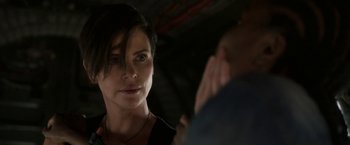 Movie still from “The Old Guard” (2020), directed by Gina Prince-Bythewood – Close Up shot, Over the shoulder angle