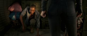 Movie still from “The Old Guard” (2020), directed by Gina Prince-Bythewood – Medium shot, Over the shoulder angle