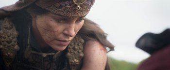 Movie still from “The Old Guard” (2020), directed by Gina Prince-Bythewood – Close Up shot, Over the shoulder angle