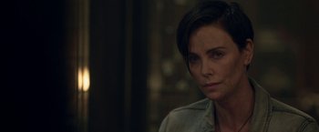 Movie still from “The Old Guard” (2020), directed by Gina Prince-Bythewood – Close Up shot, Over the shoulder angle