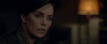 Movie still from “The Old Guard” (2020), directed by Gina Prince-Bythewood – Close Up shot, Over the shoulder angle