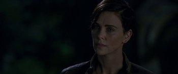 Movie still from “The Old Guard” (2020), directed by Gina Prince-Bythewood – Close Up shot, Over the shoulder angle