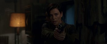 Movie still from “The Old Guard” (2020), directed by Gina Prince-Bythewood – Close Up shot, Over the shoulder angle