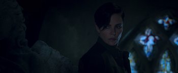 Movie still from “The Old Guard” (2020), directed by Gina Prince-Bythewood – Close Up shot, Over the shoulder angle