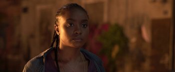 Movie still from “The Old Guard” (2020), directed by Gina Prince-Bythewood – Close Up shot, Over the shoulder angle