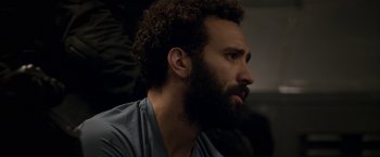 Movie still from “The Old Guard” (2020), directed by Gina Prince-Bythewood – Close Up shot, Over the shoulder angle