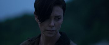 Movie still from “The Old Guard” (2020), directed by Gina Prince-Bythewood – Close Up shot, Over the shoulder angle