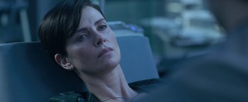 Movie still from “The Old Guard” (2020), directed by Gina Prince-Bythewood – Close Up shot, Over the shoulder angle