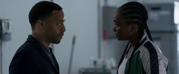 Movie still from “The Old Guard” (2020), directed by Gina Prince-Bythewood – Close Up shot, Over the shoulder angle