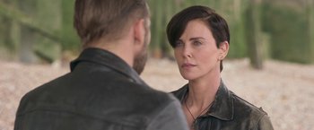 Movie still from “The Old Guard” (2020), directed by Gina Prince-Bythewood – Close Up shot, Over the shoulder angle