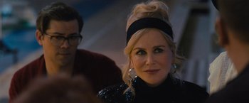 Movie still from “The Prom” (2020), directed by Ryan Murphy – A person wearing a headband; Close Up shot, Over the shoulder angle