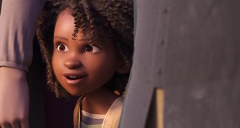 Movie still from “The Sea Beast” (2022), directed by Chris Williams – A person looking at a mirror; Close Up shot, Over the shoulder angle