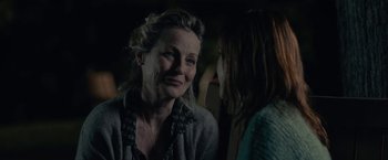 Movie still from “The Silence” (2019), directed by John R. Leonetti – An older woman and a younger woman are talking to each other; Close Up shot, Over the shoulder angle