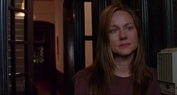 Movie still from “The Squid and the Whale” (2005), directed by Noah Baumbach – A person with long brown hair; Close Up shot, Over the shoulder angle