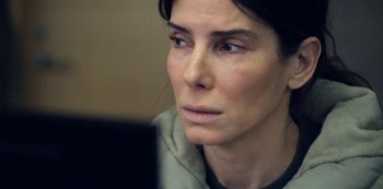 Movie still from “The Unforgivable” (2021), directed by Nora Fingscheidt – A person looking at a computer screen; Close Up shot, Over the shoulder angle