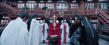 Movie still from “The Yin-Yang Master: Dream of Eternity” (2020), directed by Jingming Guo – A group of women dressed in traditional asian clothing; Wide shot, Low angle