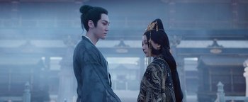 Movie still from “The Yin-Yang Master: Dream of Eternity” (2020), directed by Jingming Guo – Medium shot, Over the shoulder angle