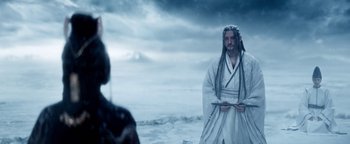 Movie still from “The Yin-Yang Master: Dream of Eternity” (2020), directed by Jingming Guo – Medium shot, Over the shoulder angle