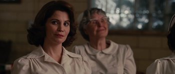 Movie still from “Shutter Island” (2010), directed by Martin Scorsese – Two women sitting next to each other in front of a window; Close Up shot, Over the shoulder angle