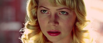 Movie still from “Shutter Island” (2010), directed by Martin Scorsese – A woman's face with red lipstick; Close Up shot, High angle