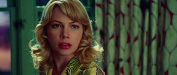 Movie still from “Shutter Island” (2010), directed by Martin Scorsese – A person with blonde hair; Close Up shot, Over the shoulder angle