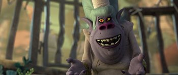 Movie still from “Trolls” (2016), directed by Mike Mitchell – A character from the movie trollhunters; Close Up shot, Over the shoulder angle