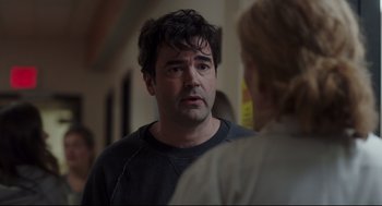 Movie still from “Tully” (2018), directed by Jason Reitman – A man and a woman talking to each other; Close Up shot, Over the shoulder angle