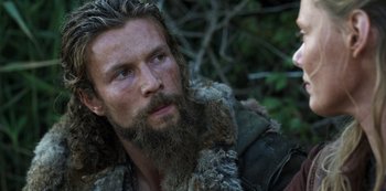 Movie still from “Vikings: Valhalla” (2022), created by Jeb Stuart – Close Up shot, Low angle