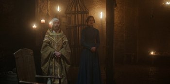 Movie still from “Vikings: Valhalla” (2022), created by Jeb Stuart – Wide shot, Over the shoulder angle