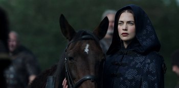 Movie still from “Vikings: Valhalla” (2022), created by Jeb Stuart – Close Up shot, Over the shoulder angle